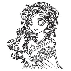 Coloring picture of Thai woman