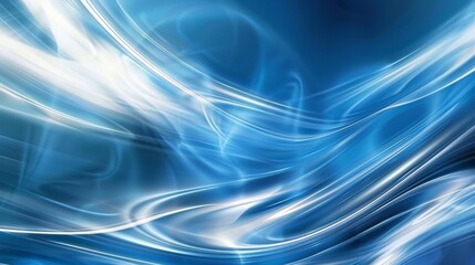 Swirling and flowing patterns of blue and white, creating a dynamic and fluid visual effect. White streaks intertwine with the blue, adding contrast and highlighting the fluid motion depicted