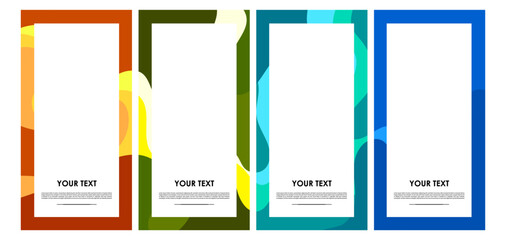 Vector colorful liquid abstract pattern for poster, banner, print, fabric and social media story with frame and border background