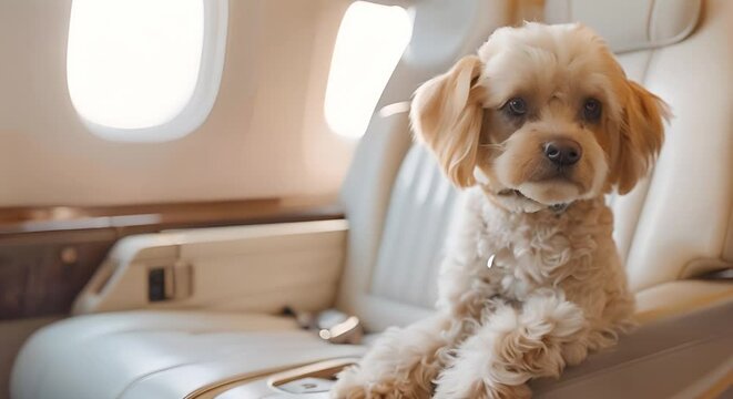 Travel in luxury on a private jet with your pet . Concept Luxury Travel, Private Jet, Pet Accommodation