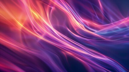Ribbons of light in bright colors on a dark background. Abstract background with swirling patterns in pink and purple, with hints of orange and blue