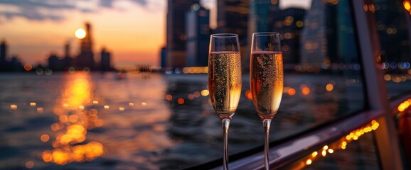 Evening cruise with champagne toast , professional photography and light