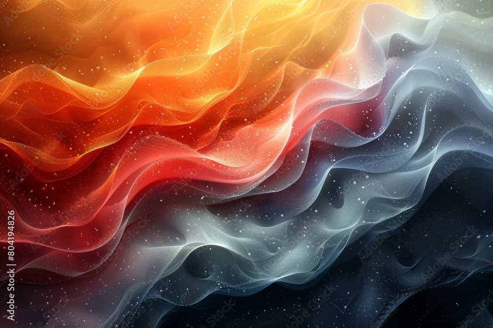 Aufkleber this digital image captures a warm and vibrant abstract pattern reminiscent of flames and waves