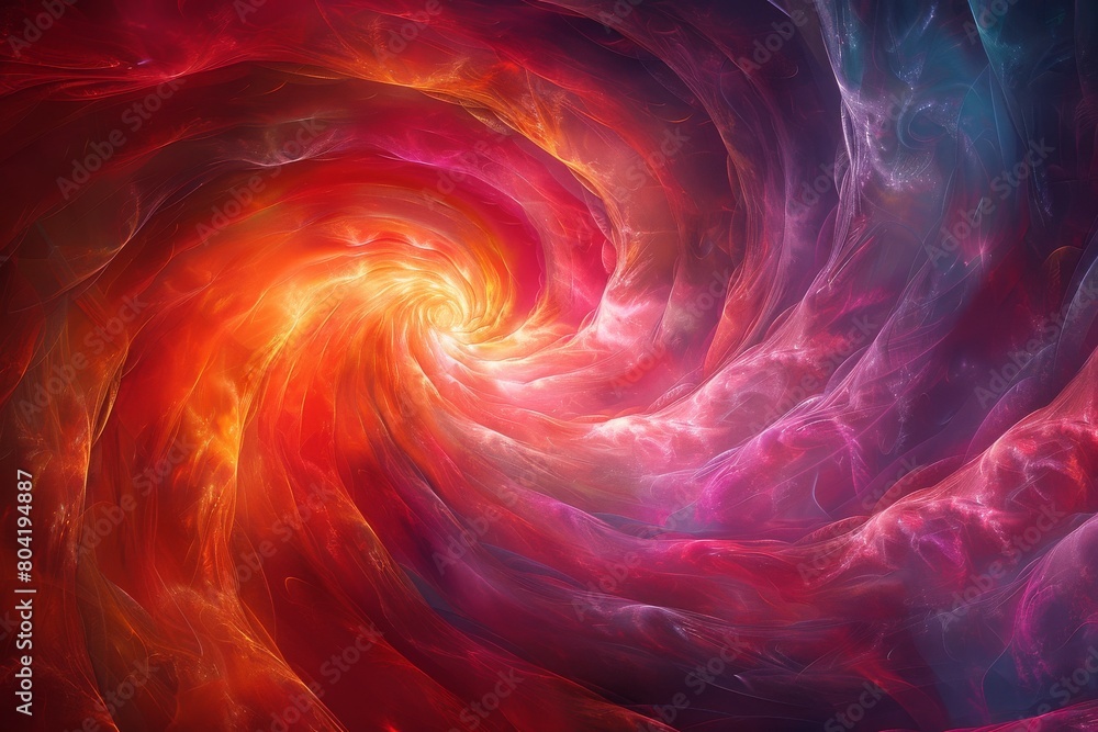Poster this image showcases a mesmerizing swirl of vibrant red and pink tones with a fractal design that dr
