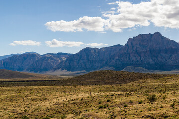 breathtaking panoramic view to the mountain range of the Red Rock canyon, Nevada