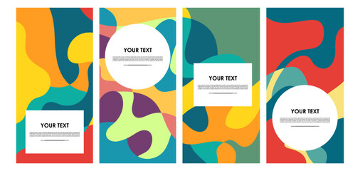 Vector colorful liquid abstract pattern for poster, banner, print, fabric and social media story with frame and border background
