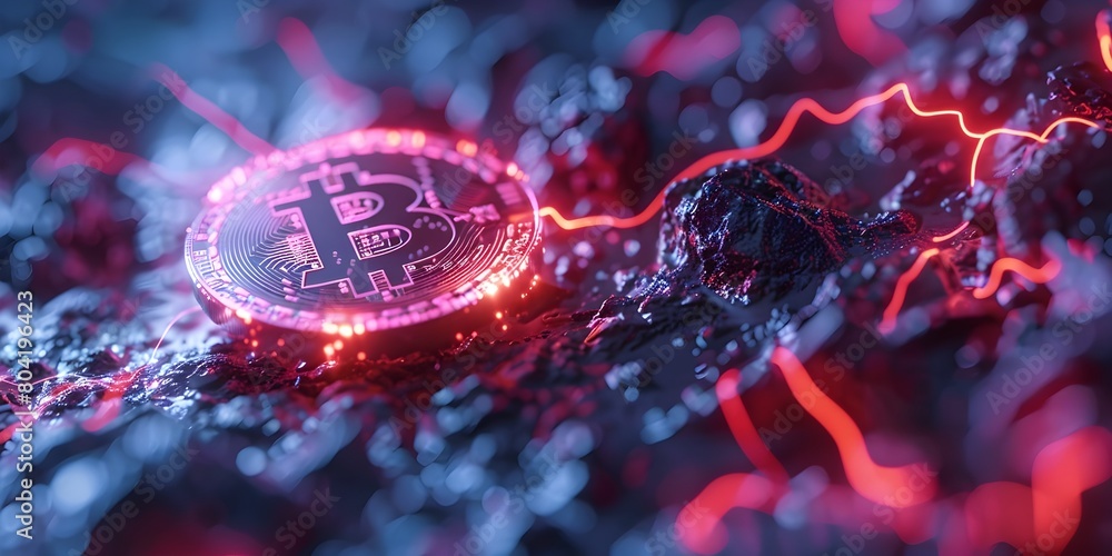 Poster bitcoin lightning network neon showcasing the energy and speed of digital transactions