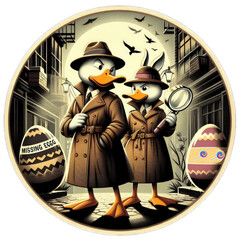 funny easter animal illustrations duck detectives