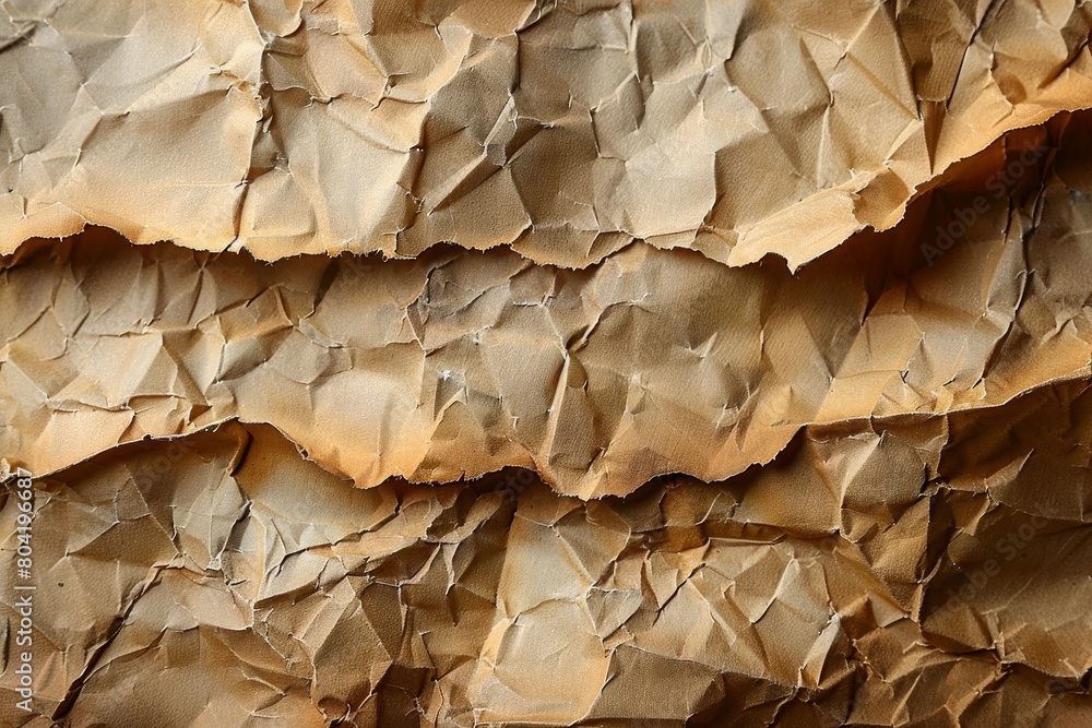 Poster focusing on the layers and depth created by the torn edges of crumpled brown paper