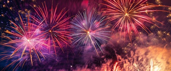 Fototapeta premium Fireworks competition at the county fairgrounds , professional photography and light