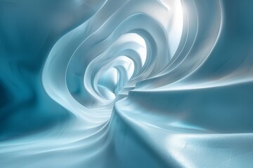 This image depicts a tunnel-like structure with blue swirling currents creating a hypnotic, surreal illusion