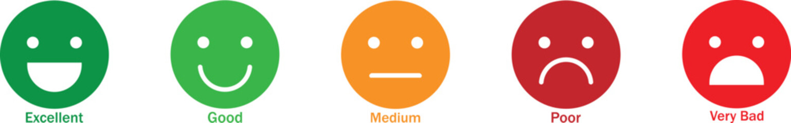 2. Set Emoticon Review Of Customer Feedback, From excellent, good, medium, poor, to very bad. Rating Review