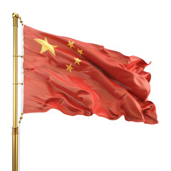 China waving flag isolated on transparent background