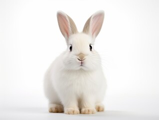 Obraz premium A cute white bunny on a white background