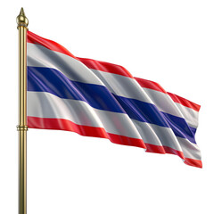 Thailand waving flag isolated on transparent background