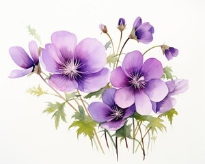 Obraz premium A watercolor painting of purple flowers.