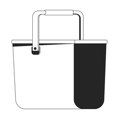 Bucket with handle black and white 2D line cartoon object. Work supplies. Container for dry and liquid materials isolated vector outline item. Household equipment monochromatic flat spot illustration