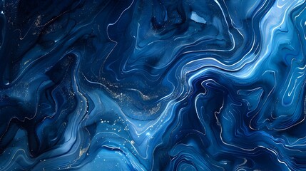 Obraz premium abstract wave sapphire sky blue and royal blue marbled texture background,generative ai