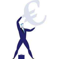 Businessman holding euro money sign icon vector