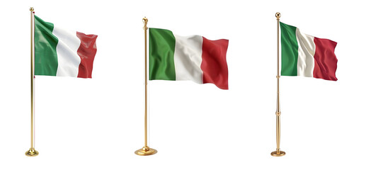 Italy waving flags isolated on transparent background