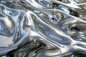 Abstract Shiny Silver Liquid Metal Texture for Creative Design Use