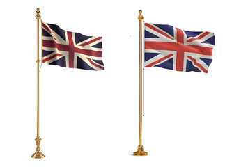 England or united kingdom waving flags isolated on transparent background
