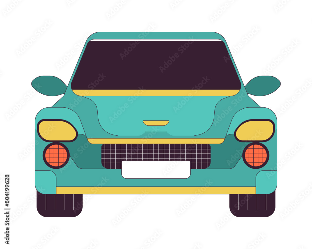 Aufkleber car model front view 2d linear cartoon object. comfortable auto with dark windshield isolated line v