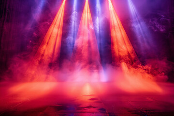 Dramatic Stage Lighting with Smoke Effects on Theater Performance Scene