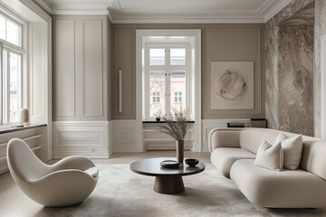 Contemporary Swedish Living Room: Minimalist Elegance in Stockholm House