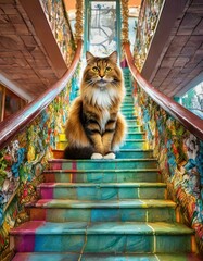 Treppen mit Katze 