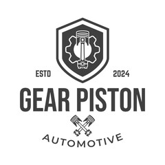 Automotive piston workshop logo design modern badge style custom car service engine tune up logo.