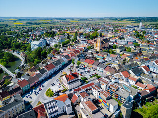 Aerial view of city of Waidhofen an der Thaya