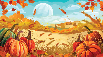 Beautiful greeting card for autumn harvest festival