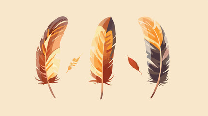 Beautiful pheasant feathers on beige background 2d