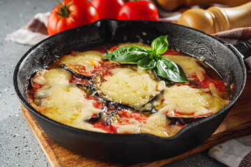 delicious traditional Italian dish parmigiana di melanzane