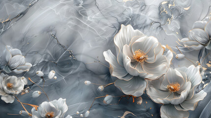 3d marble texture white geometric floral gold, home decoration with wall luxurious marble background.generative ai