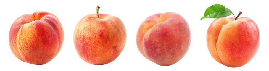 Peach fruit isolated on transparent background.
