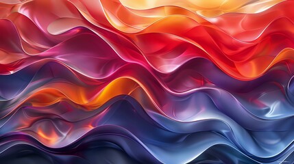 Obraz premium Vibrant Fluidity: Contemporary Digital Art with Dynamic Shapes and Harmonious Colors