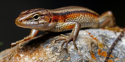 Fototapeta premium Close-up of an Olive tree skink on a rock