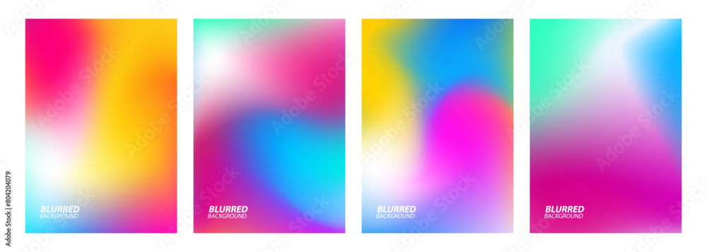 Aufkleber set of blurred backgrounds. bright color gradients. defocused color templates for creative graphic d