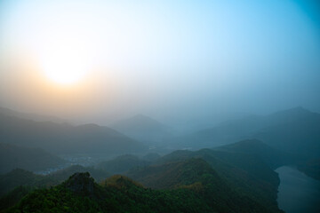 Roofji Mountain, Lu'an City, Anhui Province - the view of the mountain to the sky in foggy weather