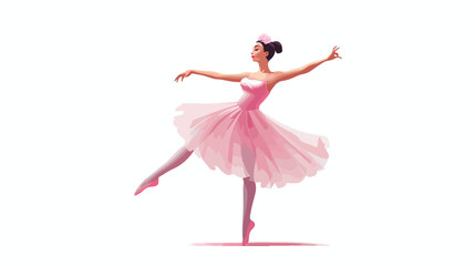Beautiful young ballerina on white background 2d fl