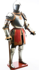 Warrior, British knight in armor, the best soldiers in the world. White background, isolate. AI generated.