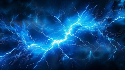 Blue Striking Electric Lightning Background 