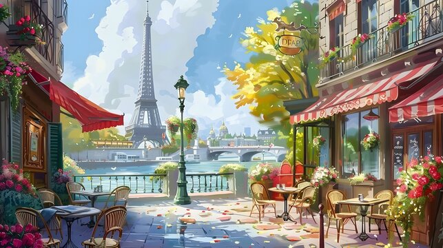 abstract watercolor painting paris eiffel tower on canvas illustration.generative ai