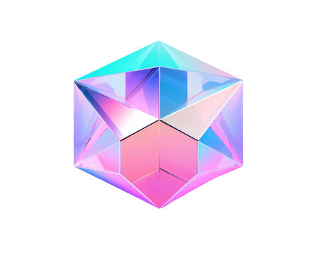 3d gradient blue purple pentagonal prism isolated on transparent background