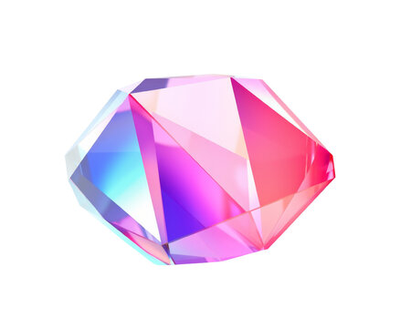 3d gradient blue purple pentagonal prism isolated on transparent background