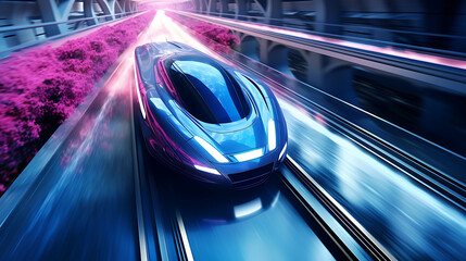 A high-speed bullet train speeding through a futuristic tunnel, showcasing advancements in...