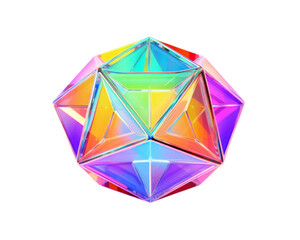 3d gradient geometric abstract pentagonal prism isolated on transparent background