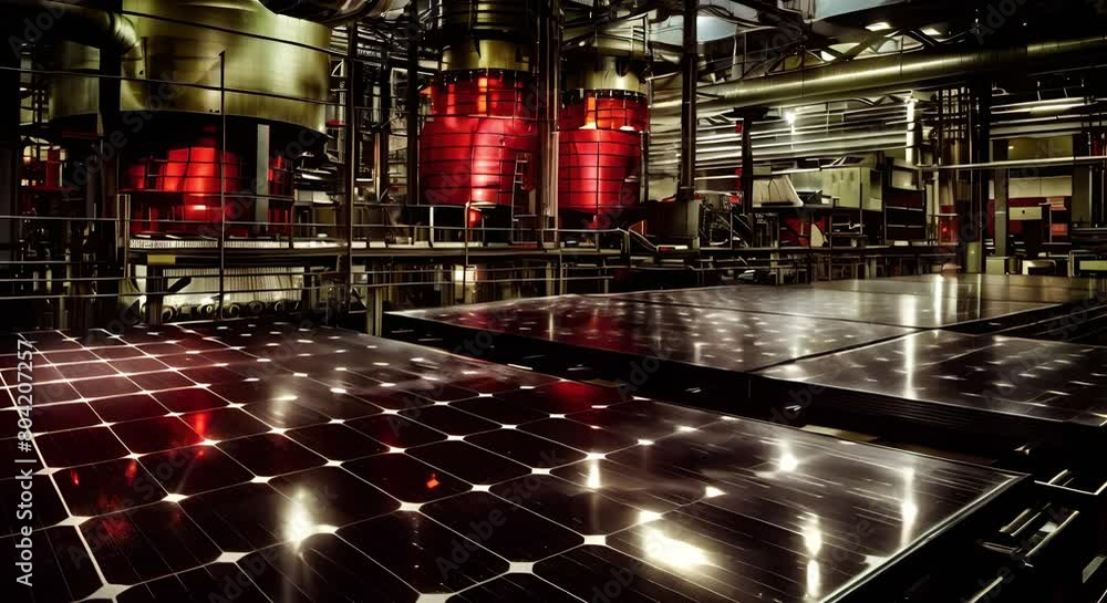 Poster solar panels in a cuttingedge lab undergo thorough testing in simulated conditions . concept solar p